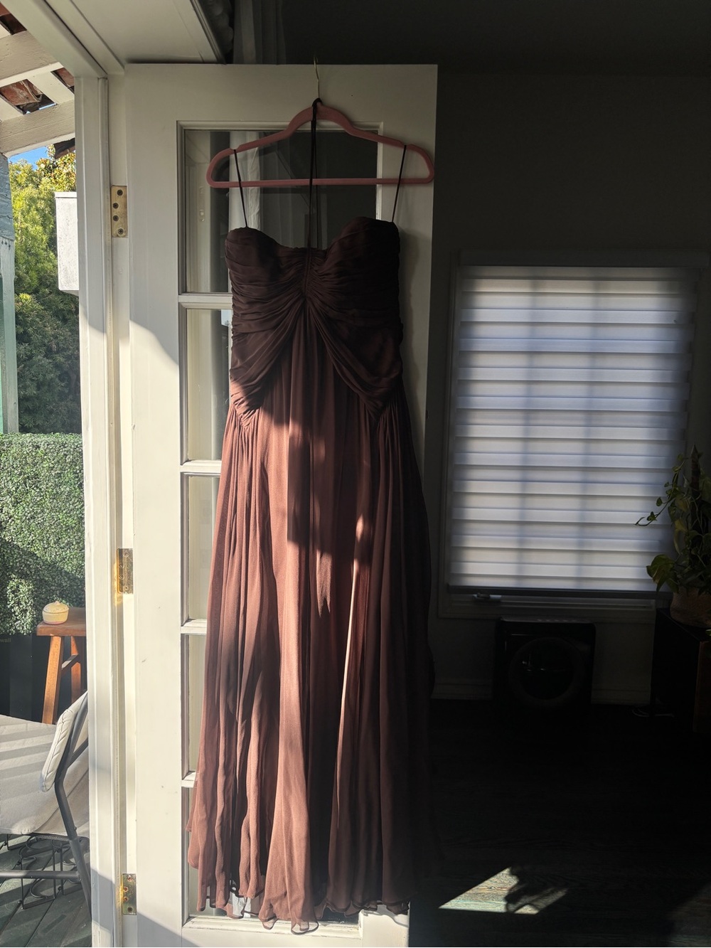 Cult Gaia - RITZ GOWN - Brown Ruched Chiffon Evening Dress - Women's Formal Gown - Picture 5 of 9